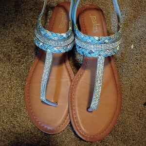 Palms Turquoise and Brown Women's Sandals